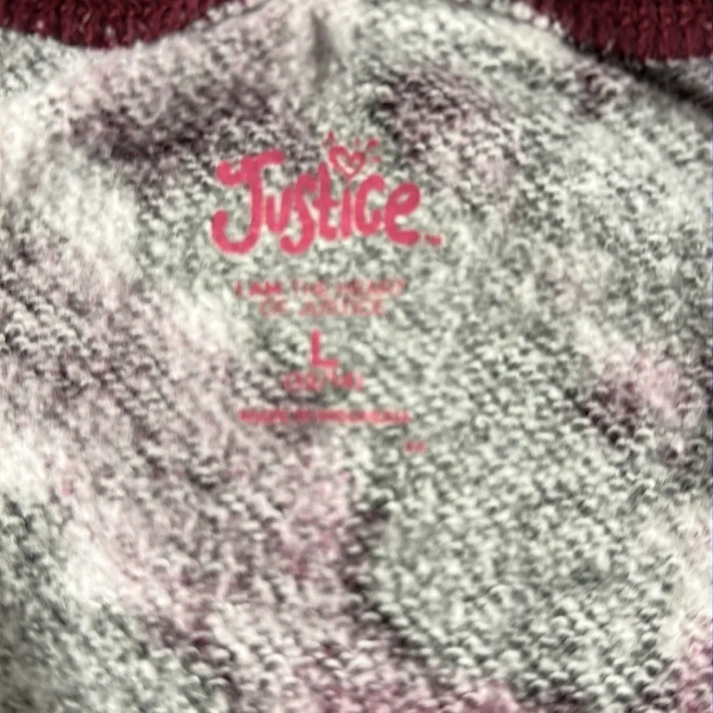 Girls' Justice maroon and dark gray tie-dye sweatshirt, logo in  great shape!, L